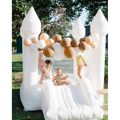 #ad Toddler Size Inflatable White Bounce House With Slide For Kids $169.00