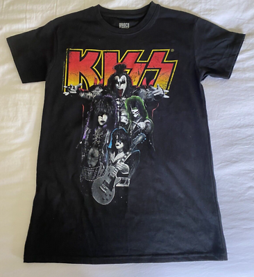 #ad Kiss T Shirt Official Neon Band Black Classic Rock NEW S $19.88