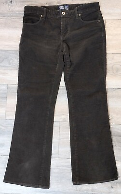 #ad Polo Jeans Ralph Lauren Women Corduroy Pant Sz 10 Brown Bootcut Metal Zip Button $10.19