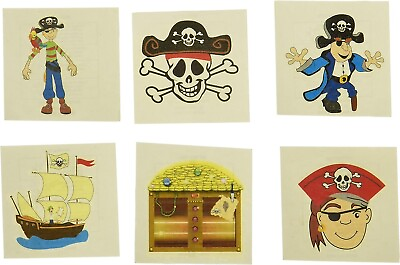 #ad RINCO Temporary Pirate Tattoo 144 Piece 2quot; Each Brand NEW 6 Designs $3.99