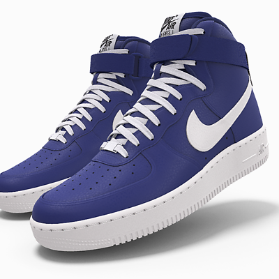#ad $250 NIB NEW Mens Nike Air Force 1 Royal Blue Leather Custom High Top BB Shoes $250.00