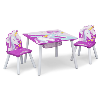 #ad GIRLS TABLE amp; CHAIRS SET Unicorn with Storage 2 Chairs Included Kids Childs $67.28