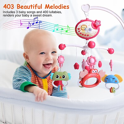 #ad Baby Musical Bed Bell W remote Nursery Crib Mobile Music Box Rattle Toy Light $27.50