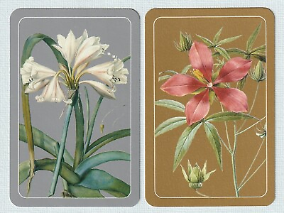 #ad 2 Vintage Swap Playing Cards Genuine Piatnik Flower pair Gold Silver metallic AU $4.95