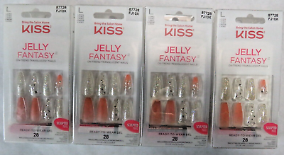 #ad 4 Pack KISS Jelly Fantasy Translucent Nails Long Glue On Press On $26.99