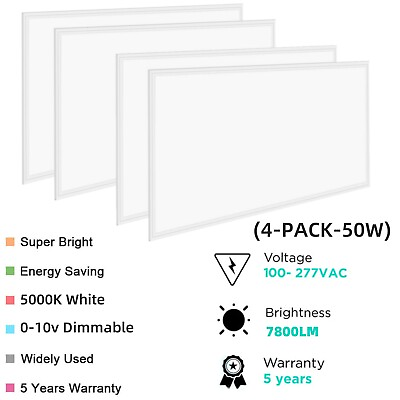#ad 4 Pack 2x4 FT LED Flat Panel Light50W LED Emergency Light Panel Recessed Lights $594.00