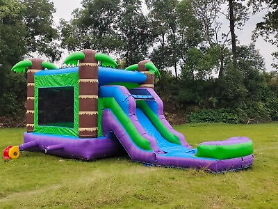 #ad Commercial Inflatable Purple Tropical Combo Bounce House Slide Pool 1.5HP Blower $1695.00