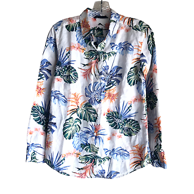 #ad Tommy Bahama Women#x27;s Hawaiian Shirt 100% Linen Floral Size XS Long Sleeve Aloha $33.94