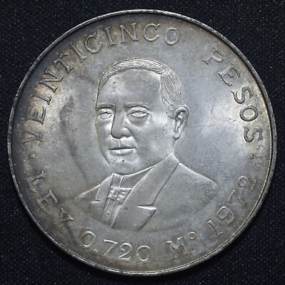 #ad 1972 Mexico 25 Pesos Benito Juarez Silver UNC KM#480 Lot 1394 AU $49.00