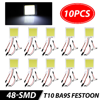 #ad 10pcs 48SMD Panel LED Festoon T10 BA9S Car Interior Dome Map Light Bulbs White $10.98