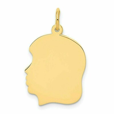 #ad 14K Yellow Gold Engravable Girl Head Charm Pendant $199.99