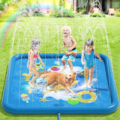 #ad Splash Pad Sprinkler for Kids and Pets 68quot; Splash Water Play Mat Summer Outdoor $35.99