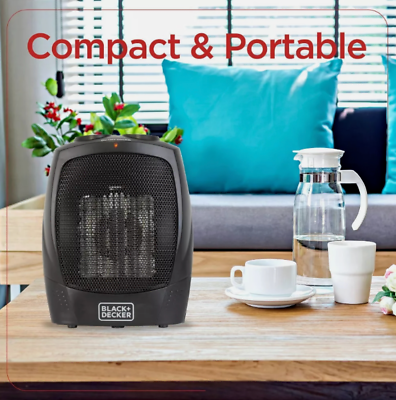 #ad BLACKDECKER Personal Ceramic Indoor Heater Black Desk or Table Top Space Heater $24.99