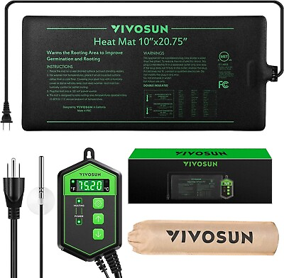 #ad VIVOSUN Seedling Heat Mat Thermostat Kit 10quot; x 20quot; Warm Seed Starter Heating Pad $27.89