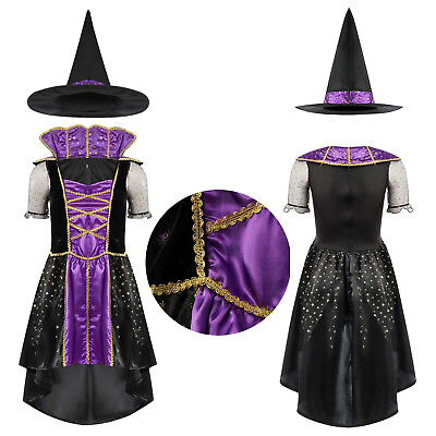 #ad Women Witch Costume Outfits Classic Wicked Witch Dress HalloweenDress with Hat $20.17