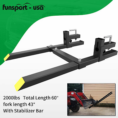 #ad 60quot; Clamp on Pallet Forks 2000lbs w Bar for Loader Bucket Skidsteer Tractor $112.99