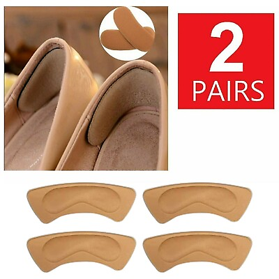 #ad 2 Pairs Soft Fabric Shoe Pads Cushion Liner Grip Back Heel Inserts Insoles $3.49