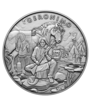 #ad 1 Troy oz Geronimo Design .999 Fine Silver Round $28.00