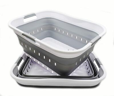 #ad 42L 11 gallon Collapsible Plastic Laundry Basket Foldable Pop Up Storage ... $60.72
