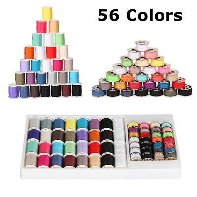 #ad 60PCS Colorful Polyester Sewing Thread Spools and Bobbins for Sewing Machine DIY $8.99