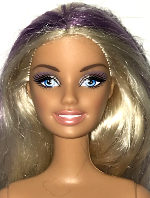 #ad Nude Barbie 2009 Halloween Treat Witch Blonde Hair Purple Streaks Doll For OOAK $11.99