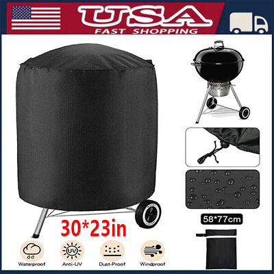 #ad BBQ Round Grill Cover 30quot; Barbecue Waterproof Outdoor Heavy Duty UV Protection $10.88