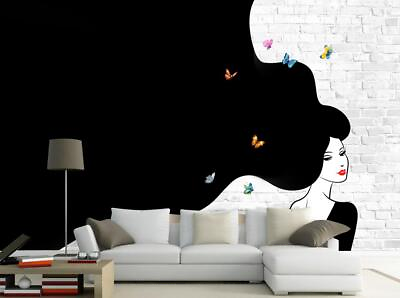 #ad 3D Long Black Hair 7975NA Wallpaper Wall Murals Wall Paper Wall Print Mural Romy $66.99