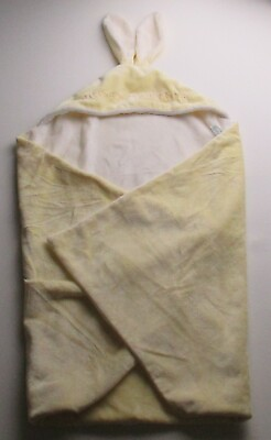 #ad Bunnies By The Bay Little One Too Young To Hop Yellow White Soft Blanket $10.50