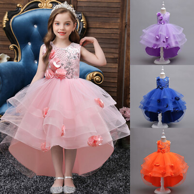 #ad Kids Elegant Evening Party Long Dress Flower Girls Wedding Bridesmaid Party Gown $29.66
