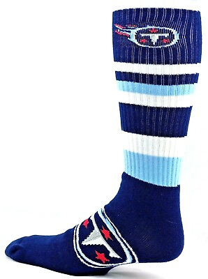 #ad Tennessee Titans Football Blue amp; White Striped Long Tube Knee Socks $6.99