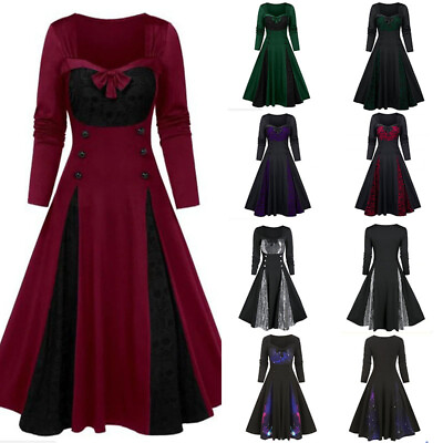 #ad ✿Halloween Women Skull Fancy Dress Adult Gothic Punk Witch Costume Cosplay Dress $19.04