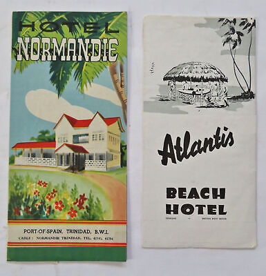 #ad Caribbean Trinidad Normandie amp; Atlantis Beach Hotels c 1950#x27;s Lot x 2 tourist $60.00