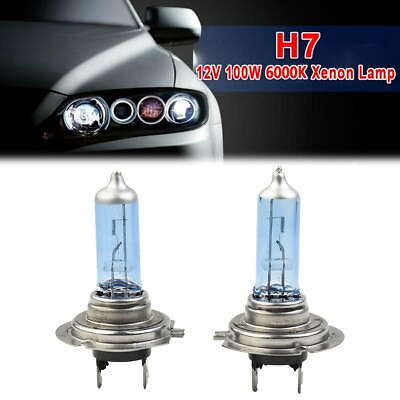 #ad 2pcs White 12V H7 100W 8500K Xenon Lamp Super Bright Halogen Car Headlight Bulbs $8.16