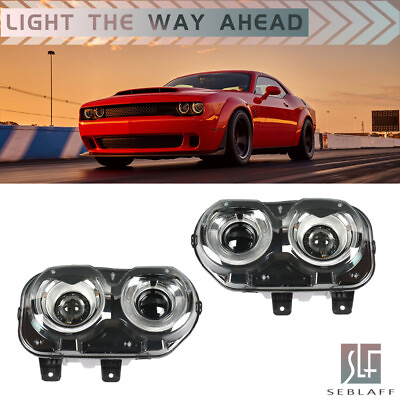 #ad For 2015 2018 Dodge Challenger Headlights With LED DRL Black Housing Rightamp;Left $198.90