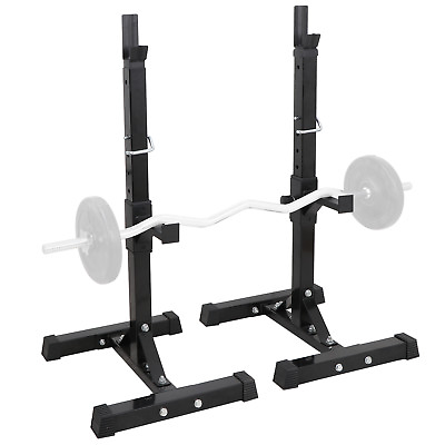#ad Squat Rack Bench Press Weight Exercise Barbell Stand Gym Fitness Adjustable $67.58