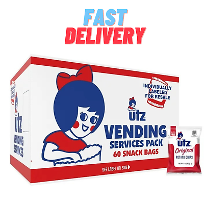 #ad Utz Snacks Vending Services Pack 60 Original Snack Bags 1 oz Potato Chips $29.99