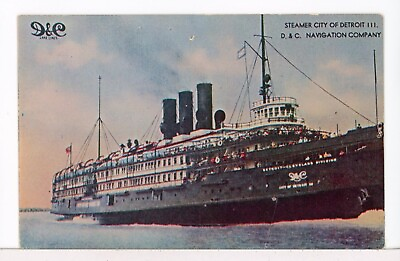 #ad Steamboat SW CITY OF DETROIT III Damp;C Navigation Co. Detroit MI 1950#x27;s Postcard $5.55