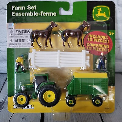 #ad ERTL John Deere Farm Set Ensemble People Horses Tractors and Fences $12.88