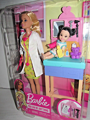 #ad Barbie Doctor Pediatrician Doll Playset Mattel Baby Can You Anything Career $21.20