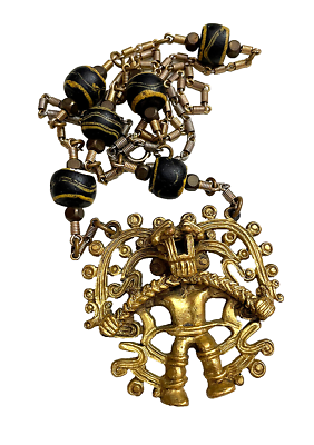#ad Vtg 70#x27;s Tiahuanaco Jewels Pre Columbian Replica Tribal Pendant Necklace $40.00