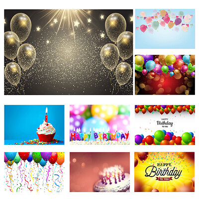 #ad Happy Birthday Photography Background Colourful Balloon Backdrop Cloth Décor $11.28