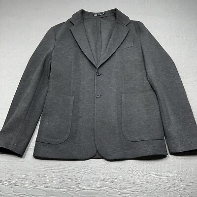 #ad Zara Man Blazer Mens Large Gray Single Breast Two Button Deconstructed 40 Chest $49.88