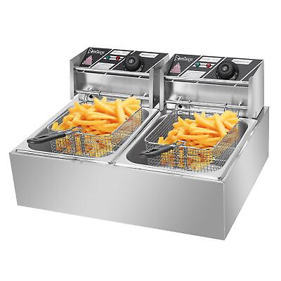 #ad ZOKOP 5000W Electric Deep Fryer 12L Dual Fry Machine Commercial Restaurant $84.99