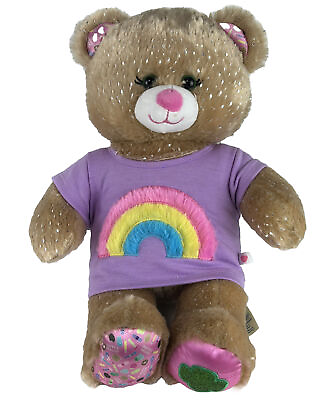 #ad Build A Bear Rainbow Swirl Teddy Bear Plush Pride Diversity Pink Purple $14.44