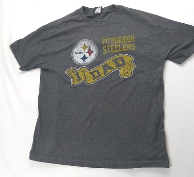 #ad PITTSBURGH STEELERS Football Size Large T Shirt #1 Dad NFL Team Apparel $13.00