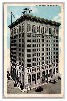 #ad Atlanta GA Georgia Hotel Ansley White Border Postcard Posted 1921 $5.94