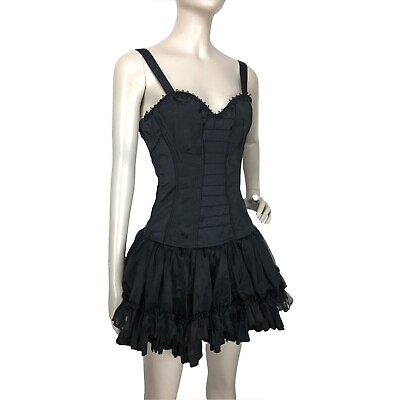 #ad Tripp NYC Black Corset Bustier Tutu Ballerina Mini Dress Vintage Gothic Punk $380.00