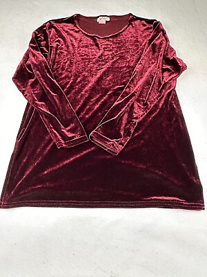 #ad Women’s Olimpo Red Velvet Long Sleeve Blouse Size Medium $8.00