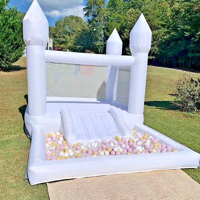 #ad Toddlers 8x13x8ft Inflatable White Bounce House With Ball Pit For Toddlers Party $299.00