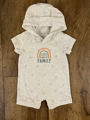 #ad Carters Newborn Boy Girl Romper Rainbow Love Makes A Family Outfit One Piece Set $5.99